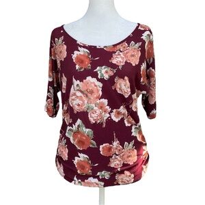 Simply Ruby Burgundy Floral Top